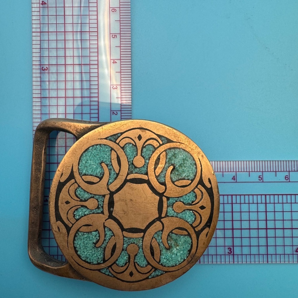 Solid brass and turquoise Tech Ether Guild Baldri… - image 4